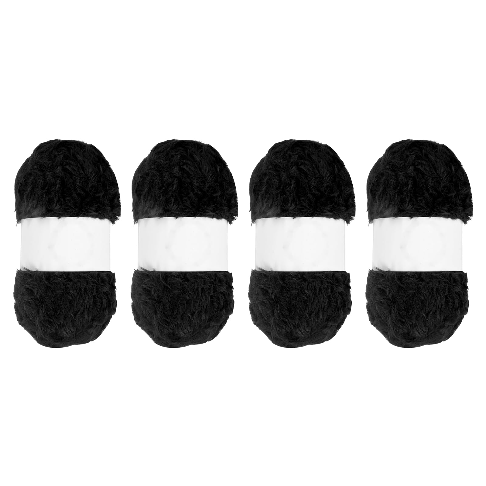 PATIKIL 65 Iarde Morbido Spesso Soffice Peluche Filato Finto, 4 Matasse Filato Spesso Soffice Peluche Poliestere Per Maglia Uncinetto Coperte Sciarpe Maglioni Cappello Scialli, Nero