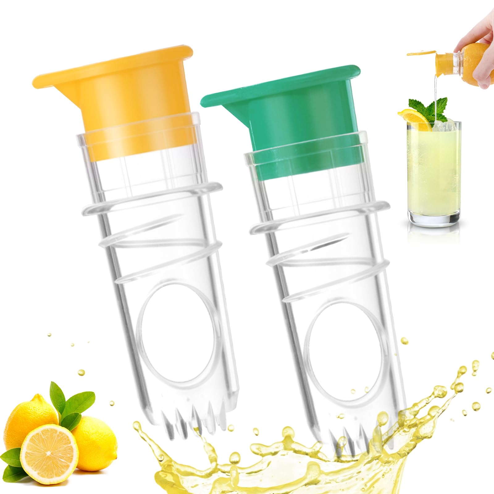 Lot De 2 Presse-agrumes Manuel à Vis - Pour Citron, Lime - Filtre Intégré, Bec Verseur - En Plastique Alimentaire Sans BPA - Transparent