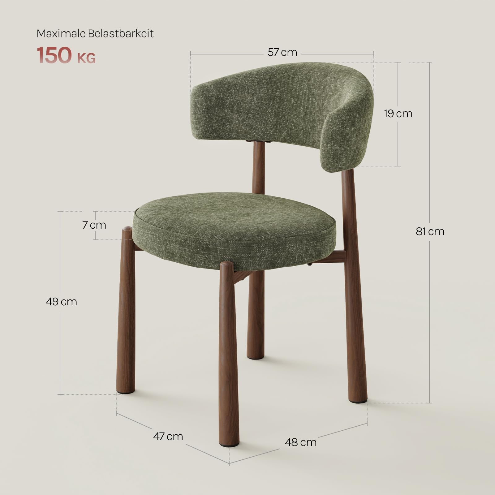 WOLTU Esszimmerstühle 4er Set Mid-Century Chenille Dunkelgrün