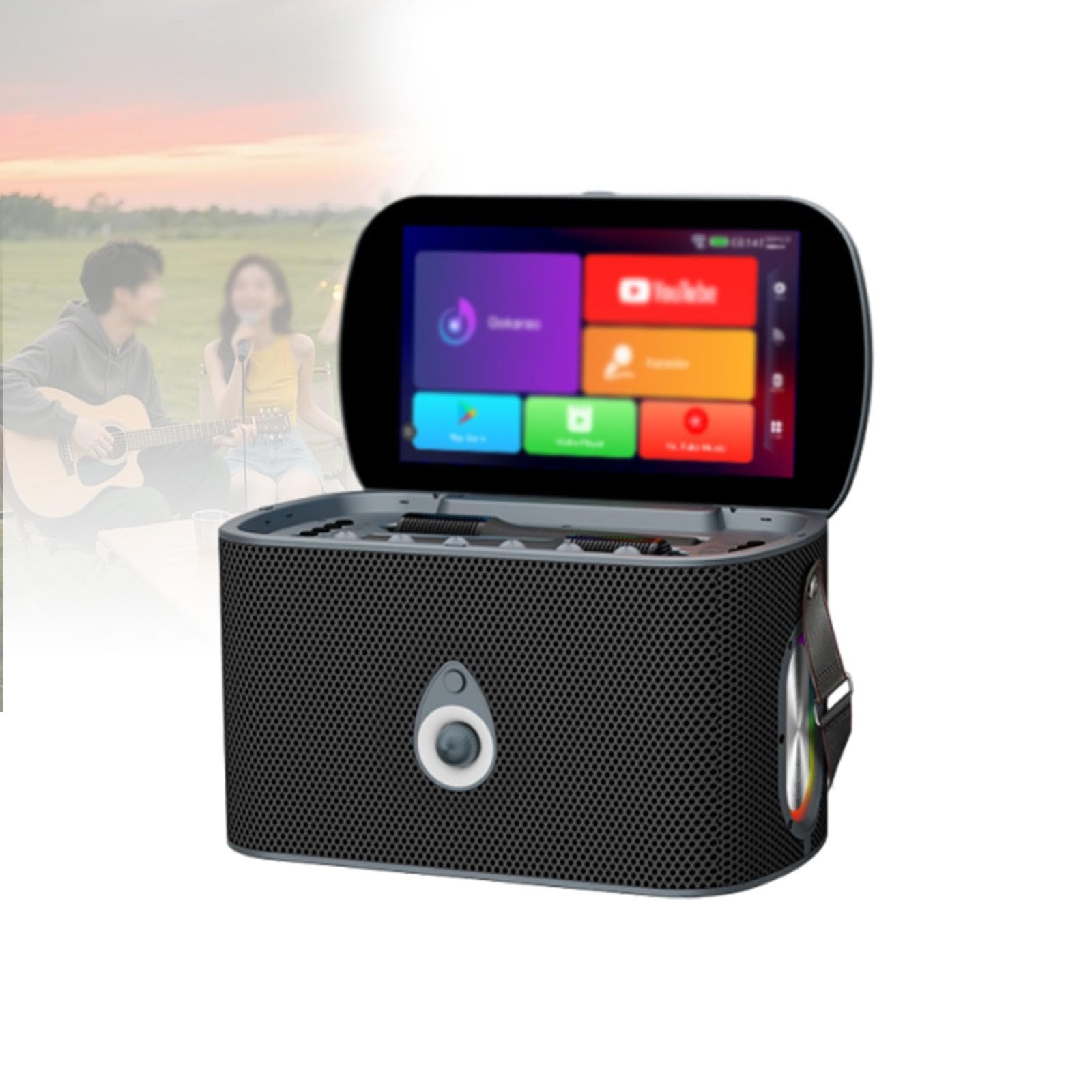 Karaoke Portatile Ricaricabile Karaoke Con Schermo E Visualizzazione Testi, DSP, Microfoni Wireless Ricaricabili, Altoparlante Potente, Uso Domestico