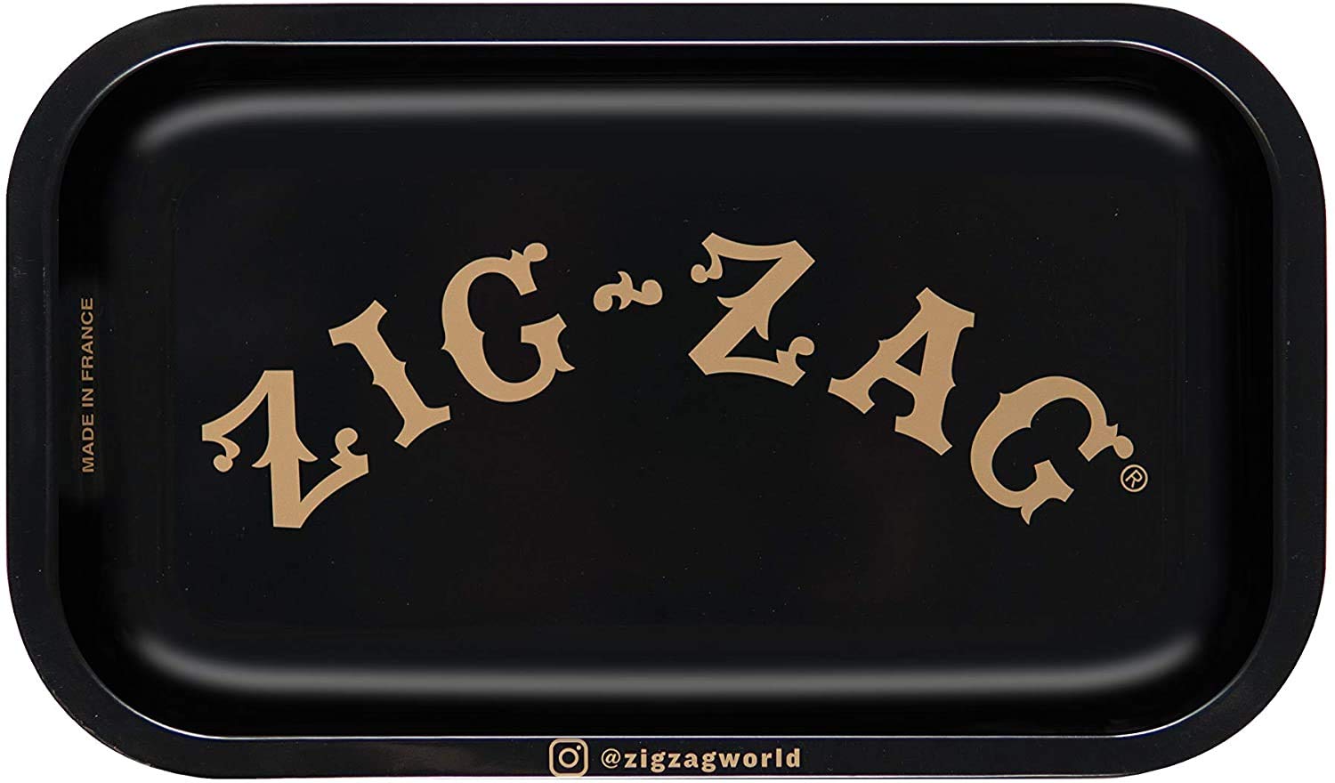 ZIG-ZAG Metal Rolling Ppaer Tray, Black, Small (10.75" x 6.5")