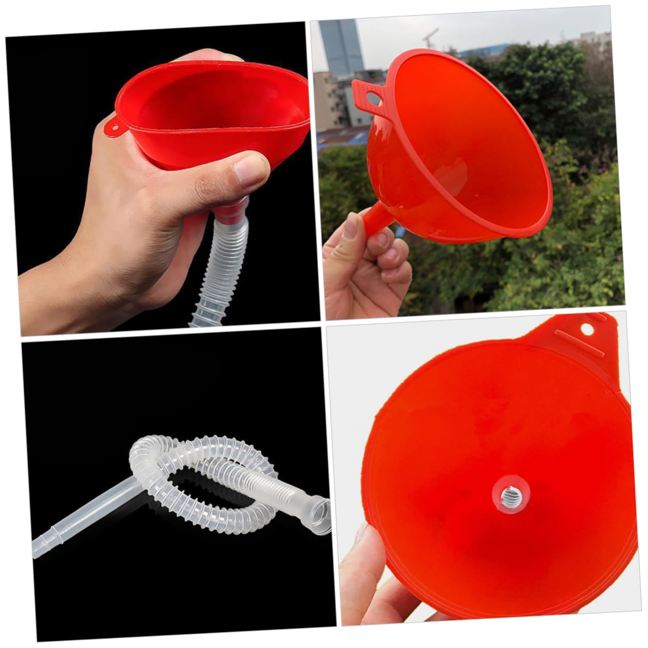 ULTECHNOVO 6piezas Embudo De Flexible Con Tubo Transparente Para Gasolina y Líquidos Para Automóviles y Uso Doméstico Diseño Práctico y Multi-ángulo Para Evitar Derrames