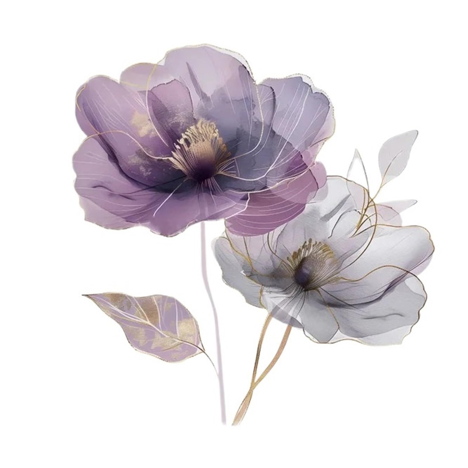 Flower Wall Stickers Purple Flowers Wall Stickers for Living Room Bedroom Background Decor Home Decorative Decals