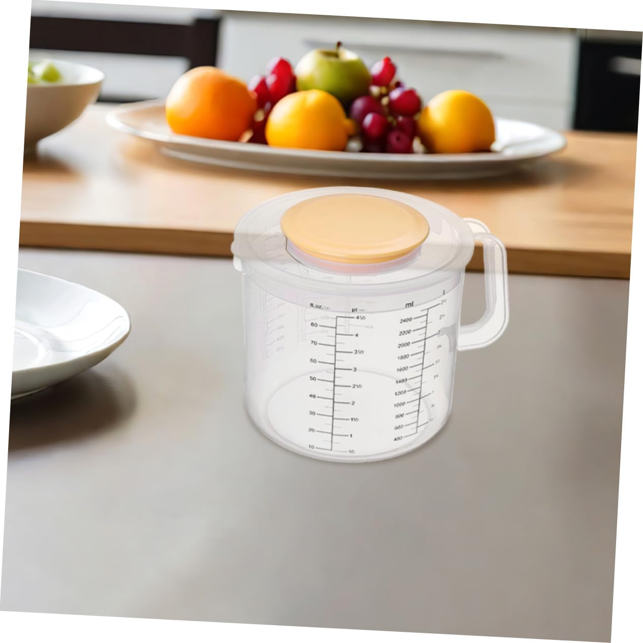 Zerodeko 2 piezas Jarra Medidora de Plástico con Tapa Antisalpicaduras Clara para y Taza Medidora Grande para Repostería y Uso Doméstico