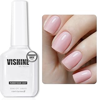 Vishine Milky Pink Rubber Builder Base Gel Nail Polish, 6 in 1 Builder for Strengthen Apex Building Extension Long Lasting Protect U V Cured Color Based Manicure for Fragile Nails Art Home Salon R063