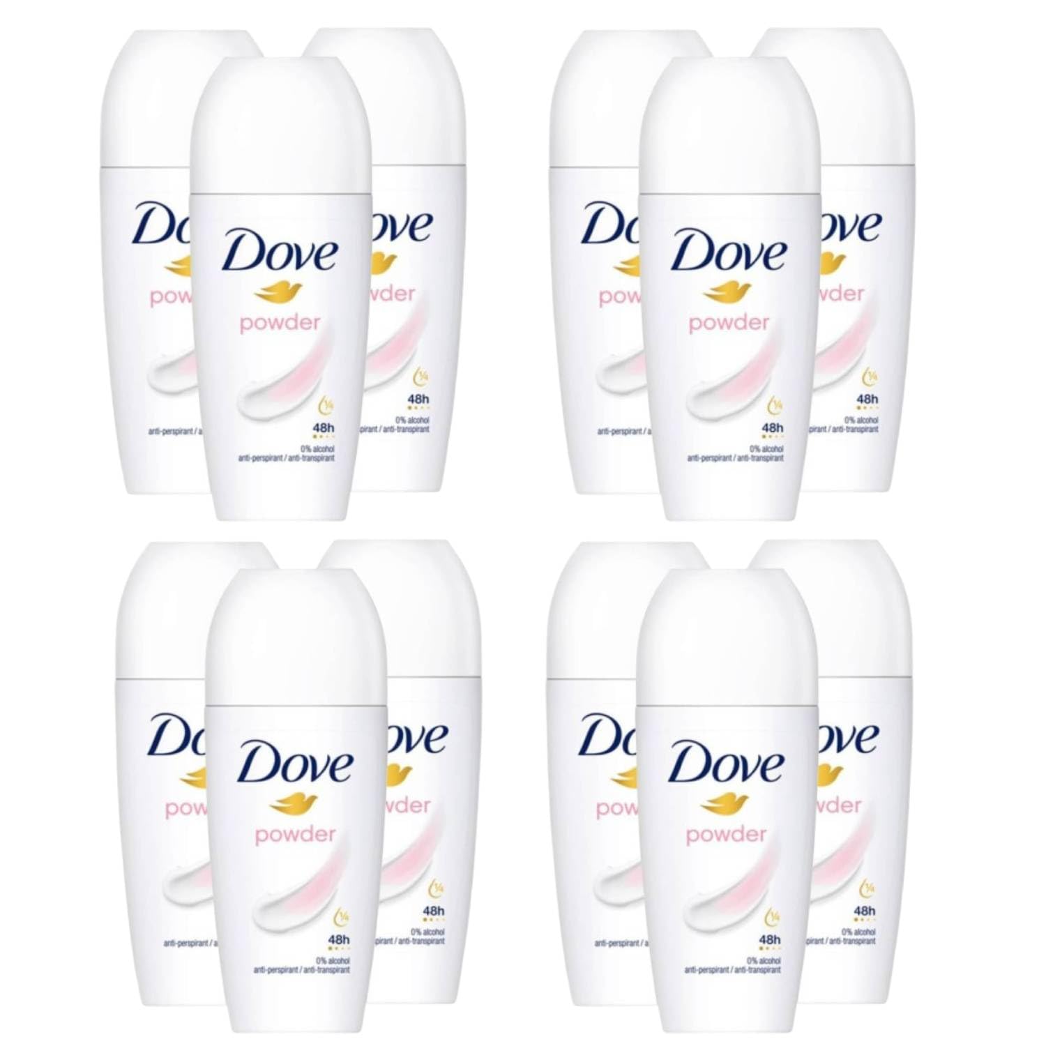 Dove Powder Deodorant Roll-On Antitranspirant 48H ohne Alkohol 50 ml (12)