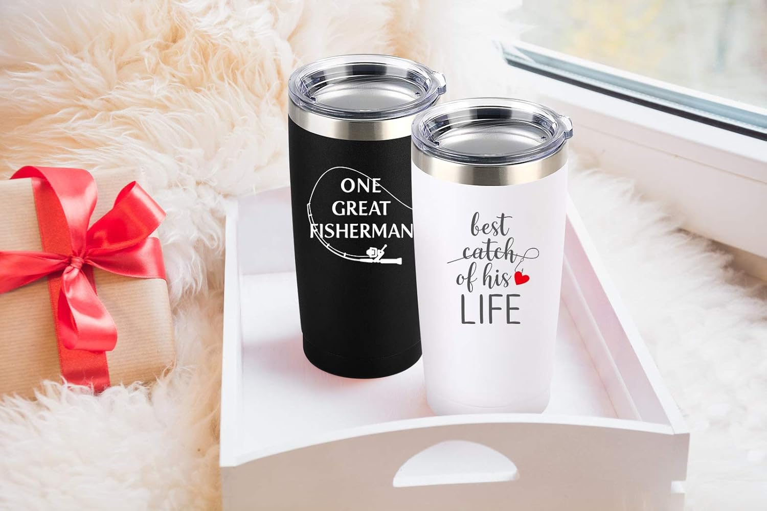 Sixspace Wedding Anniversary for Couple Friend Lovers Cups Stainless Steel Wine Tumbler Travel Mug with Straw and Lid,2 Pack (4.blackwhite) - Image 8