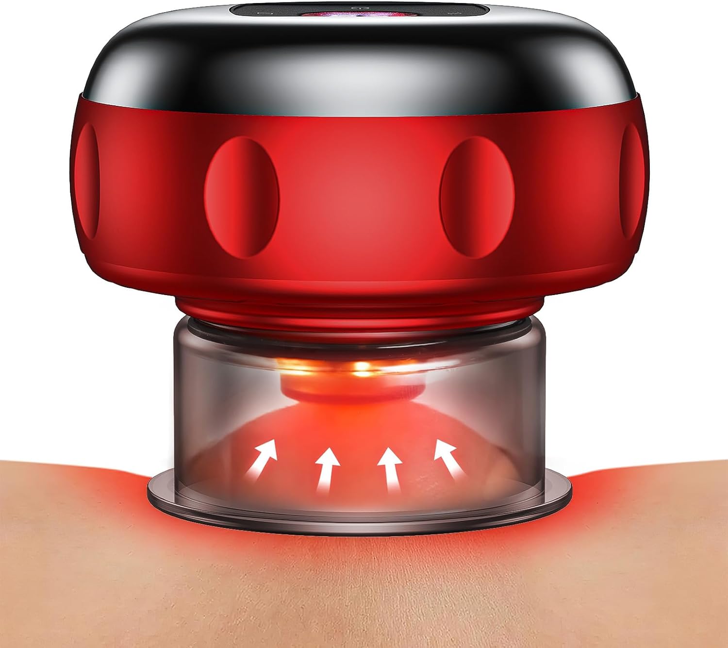 5-in-1 Smart Dynamic Cupping Therapy Massager Set, 12 Levels Heat & Suction Cupping Kit for Massage Therapy, Electric Cupping Device with Red Light Therapy for Back Pain, Knots, Muscle Soreness (Red)