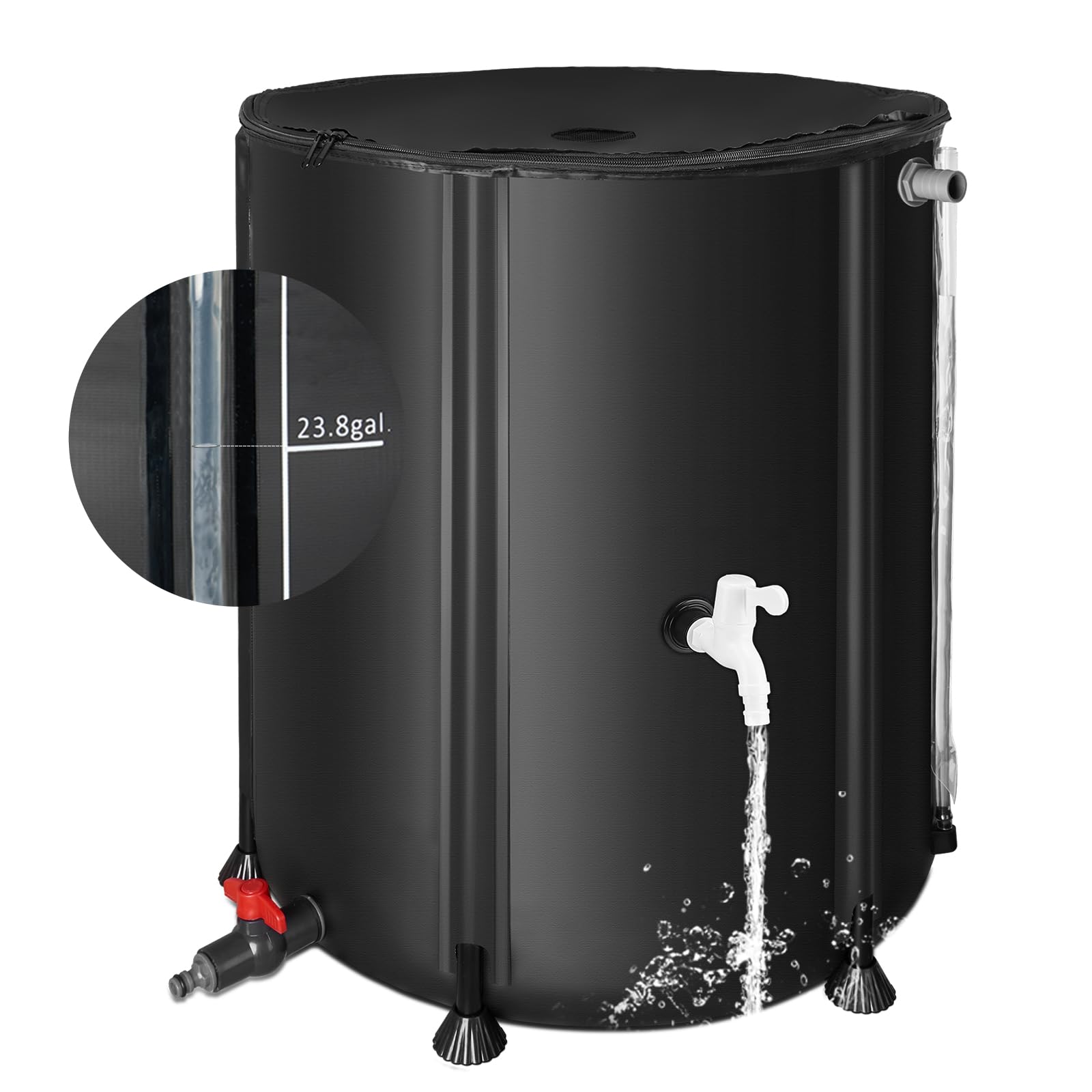 Photo 1 of Rain Barrels to Collect Rainwater from Gutter - Rain Collection Barrel Water Barrel Rainwater Collection System Collapsible Rain Barrel Include Filter Two Spigots and Overflow Kit (53 Gallon, Black)