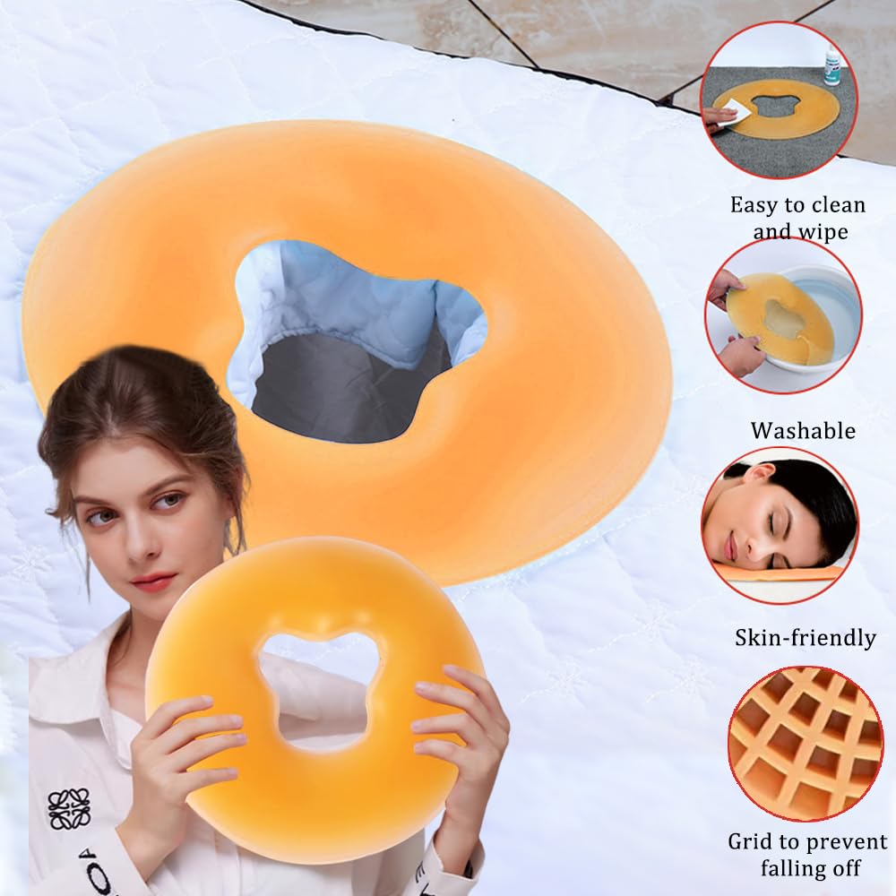 OULIGET Almohada de masaje facial de silicona, reposacabezas relajante para spa, cuidado de la piel, soporte para la cabeza de viaje, color amarillo