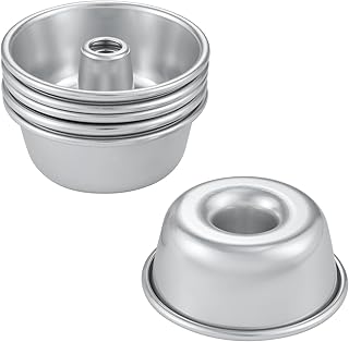 FOR BAKE Non-Stick 4" Angel Food Pan Set - 6-Pack Aluminum Chiffon Cake Tube Pans for Perfect Oven Baking - Anodized Surface - Bake Like a Pro!