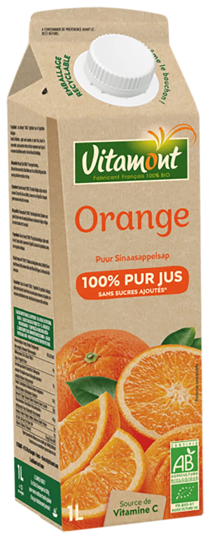 ヴィタモン オーガニック オレンジ ジュース 1L 果汁100% 有機ピュアプレストジュース