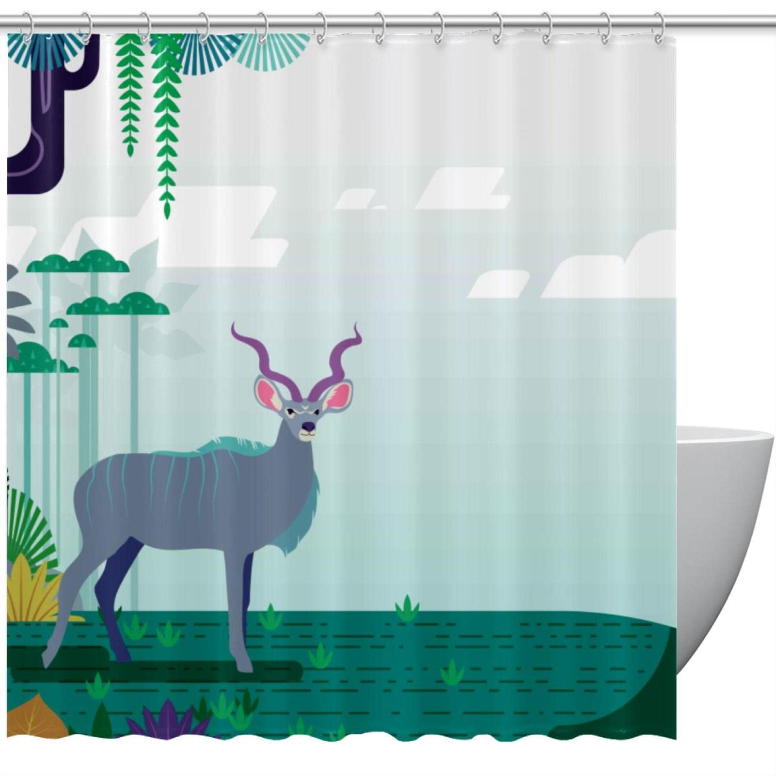 Rideau de douche motif cerf grand format imperméable lavable
