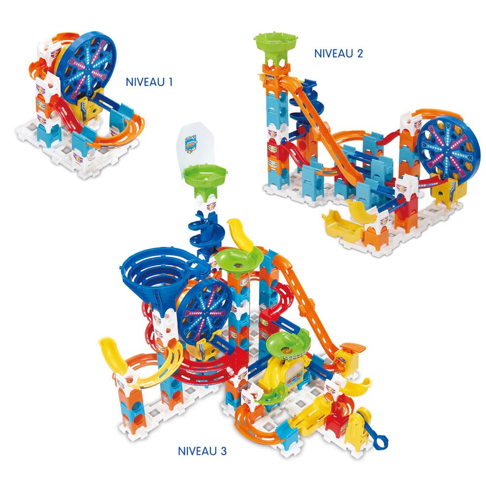 VTech - Marble Rush Ultimate Set Electronic XL200E - Circuit à Billes Géant à Construire, 127 Pièces et 10 Billes - Jeu de Construction Électronique - Cadeau Enfant Dès 4 Ans - Contenu en Français