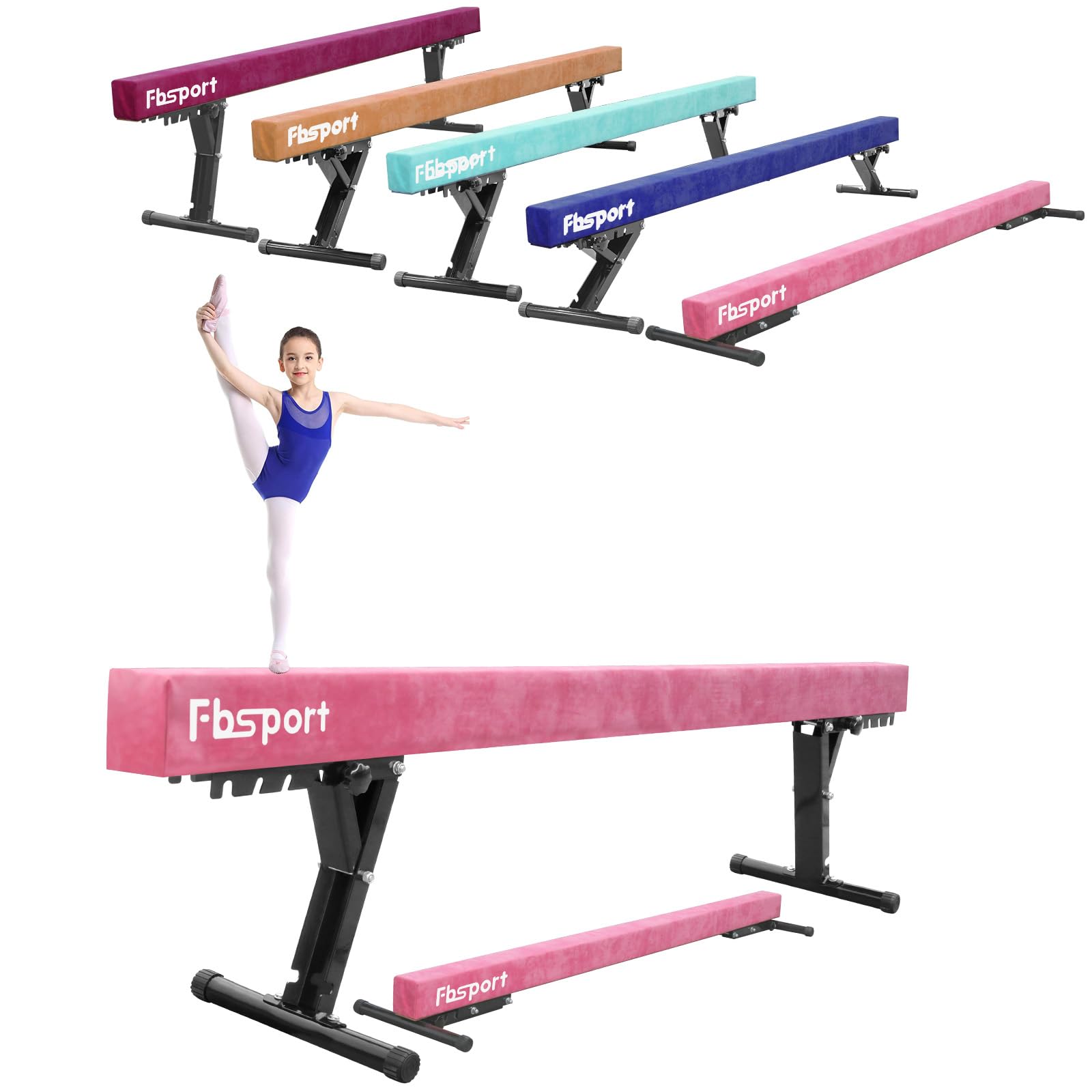 trave ginnastica artistica per casa Regolabile 244CM, 5 altezza regolabiletrave ginnastica trave di equilibrio ginnastica ad alto e basso livello Fascia da pavimento Altamente stabile per bambini