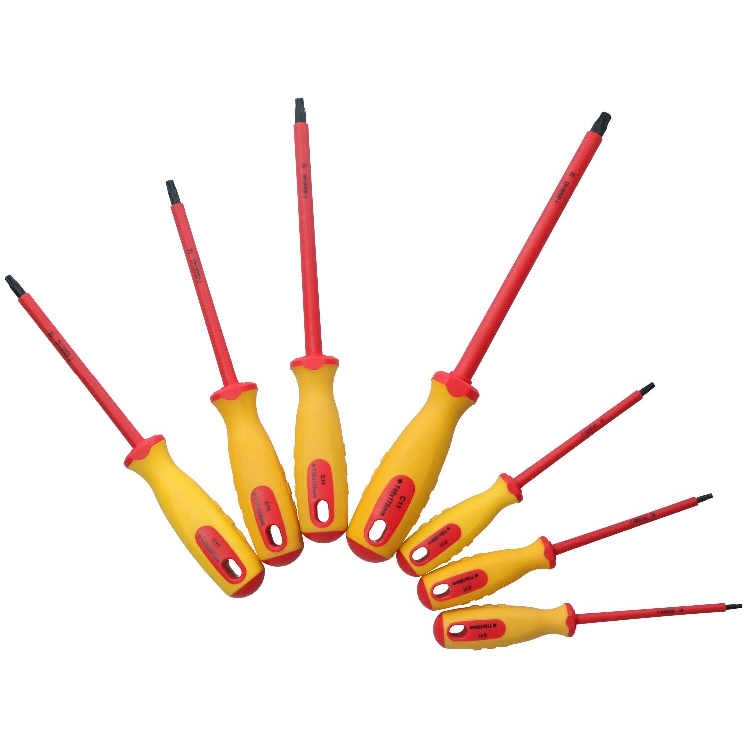 Ab Tools 7Pc Vde Insulated Torx Star Screwdrivers T10 – T40 For Electricians Or Hybrid Cars