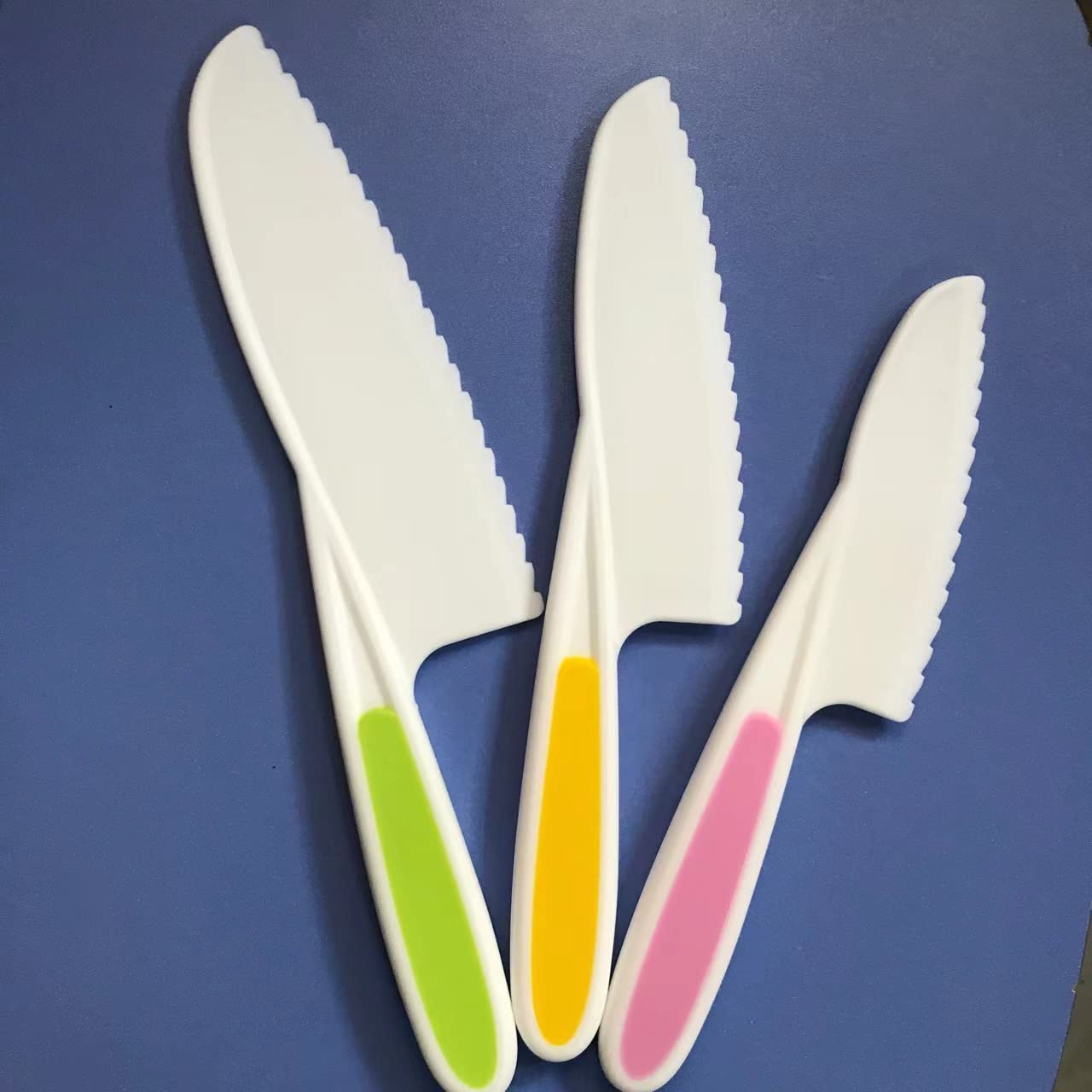 MINGUANGXIXSW Knives for Kids 3-Piece Nylon Kitchen Baking Knife Set BPA-Free Kids Knives Serrated Edges