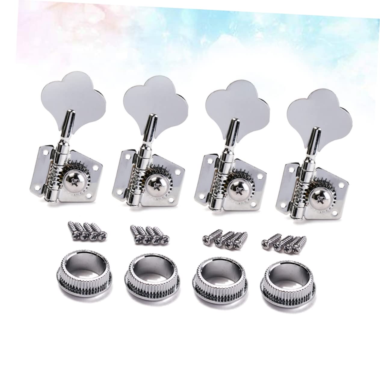 Totority 4pcs Silver Bass Tuning Pegs Machine Heads Tuners 2l2r Bass Tuners for Guitar Tuning