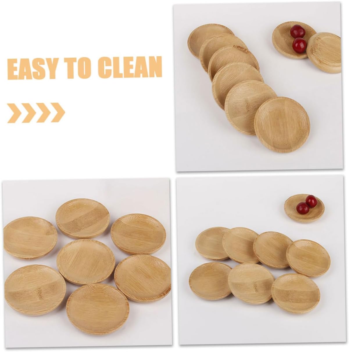 6pcs Small Bamboo Dipping Dishes for Sauces and Appetizers
