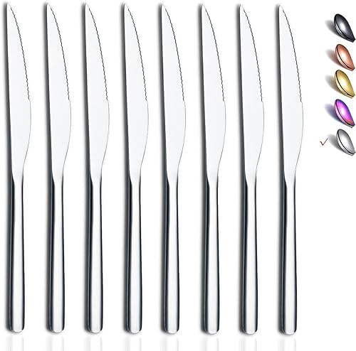 HOMQUEN Cuchillos para carne, juego de 8 cuchillos de carne de acero inoxidable de alta calidad, juegos de cuchillos de carne, cuchillos alemanes