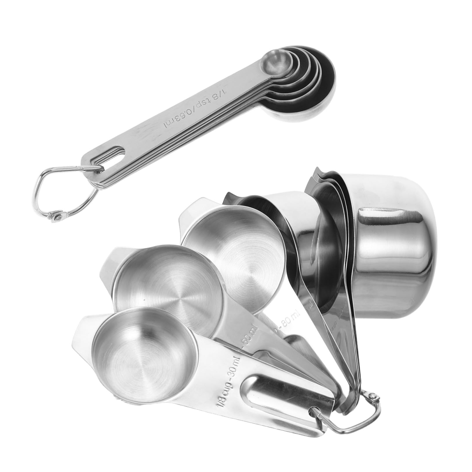 2 Ensembles Cuillères et Tasses à Mesurer Acier Inoxydable Design Emboîtable Gain de Place et pour Cuisine Pâtisserie et Épices