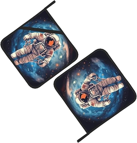 Miniatura 3 de Astronauta Planet - Juego de 2 soportes para ollas resistentes al calor, impermeables, fáciles de limpiar, para cocina, horno, barbacoa, regalo de