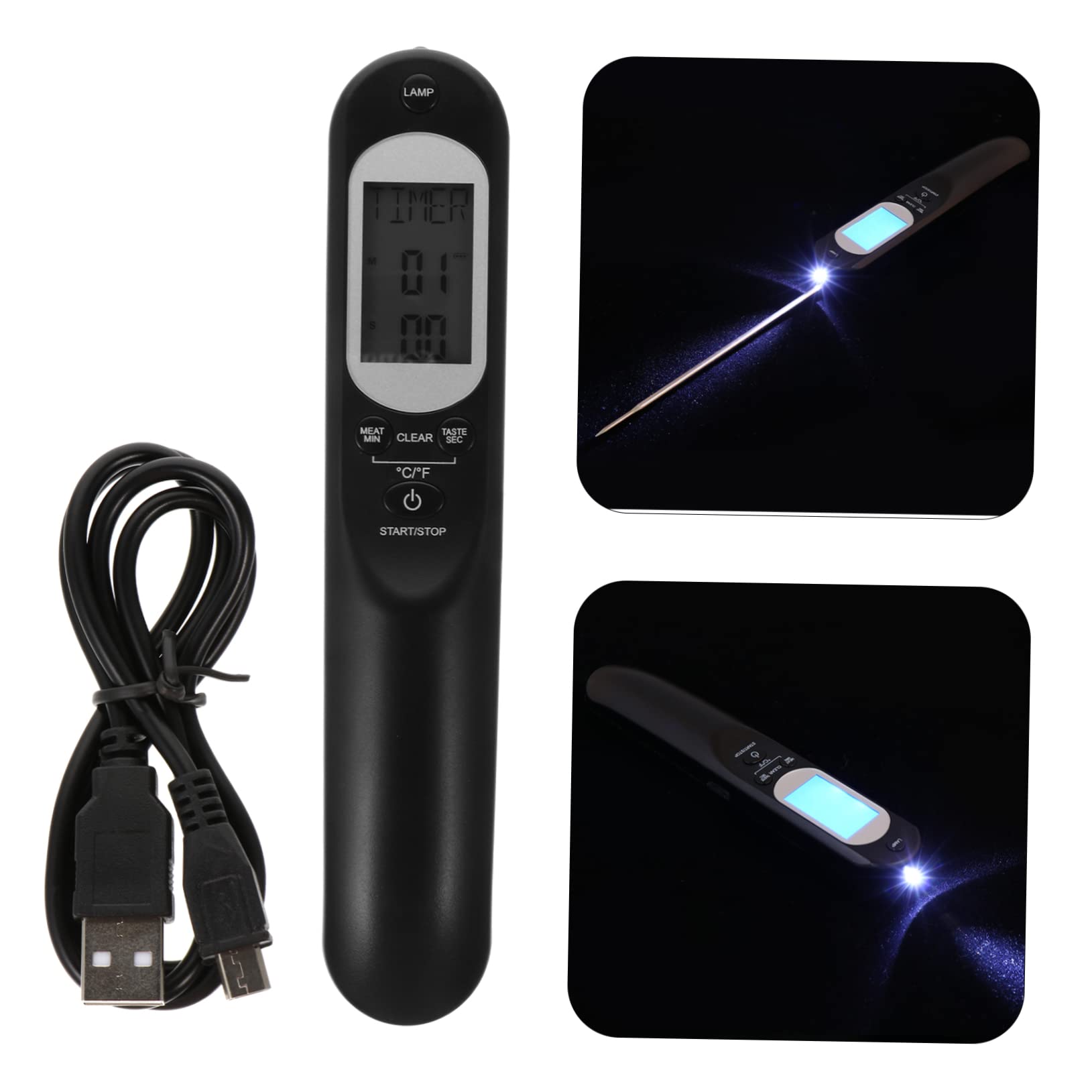 MAGICLULU 2sets Termometro Digitale Per Con Ricarica Usb Misuratore Di Temperatura Per Cucina e Barbecue Lettura Istantanea e Allerta Sonora Strumento Pratico Per Pollame Manzo e Suino