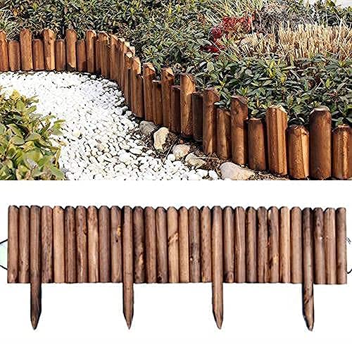 GLP Spiked Log Roll Border - Easy Plug-in Fence Palisade Corrosion Resistant Wooden Edging Fence for Lawns Paths Flower Beds (Size : 25 * 120CM)