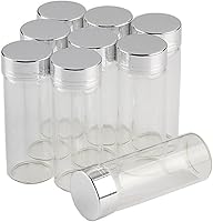 Jarvials 12 Pack 40ml Clear Glass Bottles with Silver Aluminum Screw Caps - Empty Vials for Crafts, Weddings, Liquids & Gifts