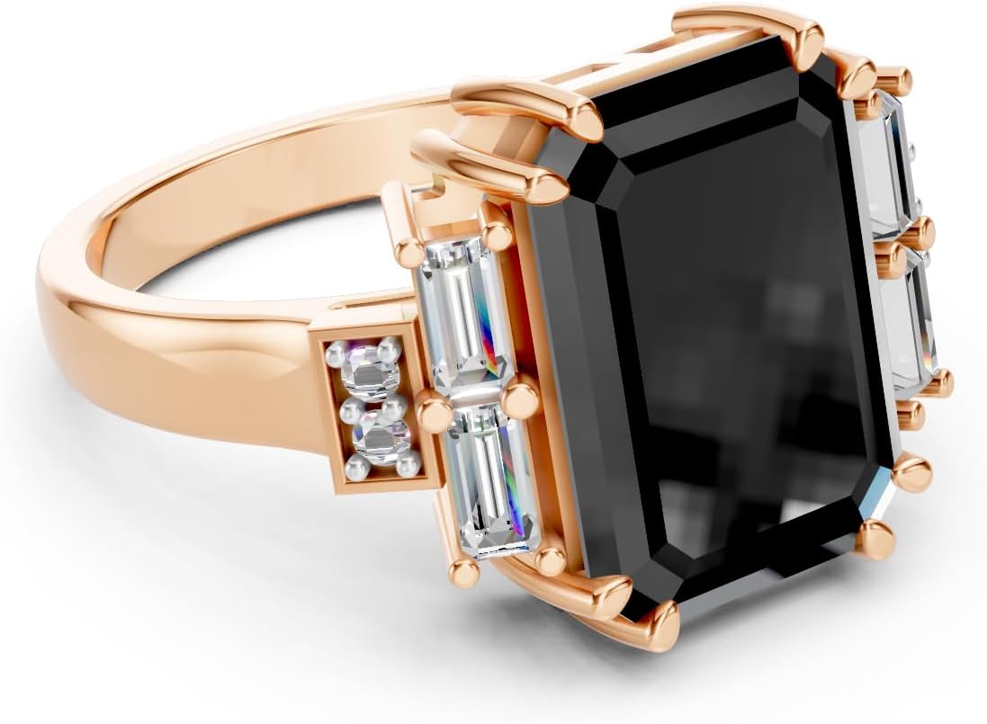 Unique Handmade Genuine Real Natural Black Onyx 925 Sterling Silver Promise Engagement Handmade Ring for Women