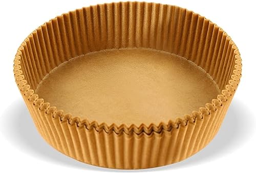 Sartén de papel pergamino para freidora de aire, 6.5 pulgadas, antiadherente, desechable, forros de papel para hornear, asar y horno microondas