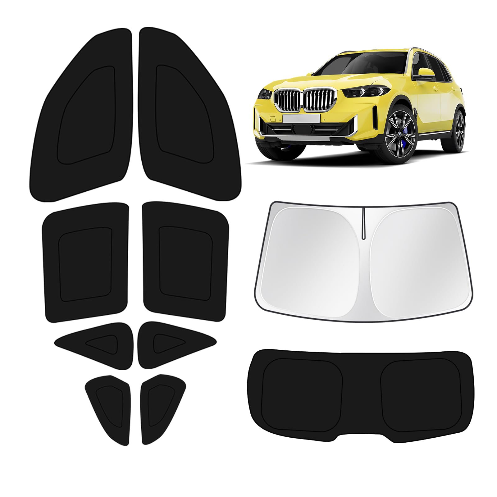 KUST Car Window Shades for BMW X5 2013-2016 2017 2018 Windshield Sun Shade Side Window Cover UV Block Privacy Protection Accessories for Camping Blackout Rear Back Full Set 10PCS