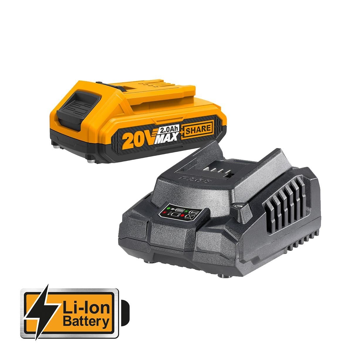 INGCO CRTLI20051 Rivettatrice a batteria 20V 2.0Ah al litio motore induzione Brushless con luce led forza di trazione max 20.000N include caricabatterie e 100 rivetti