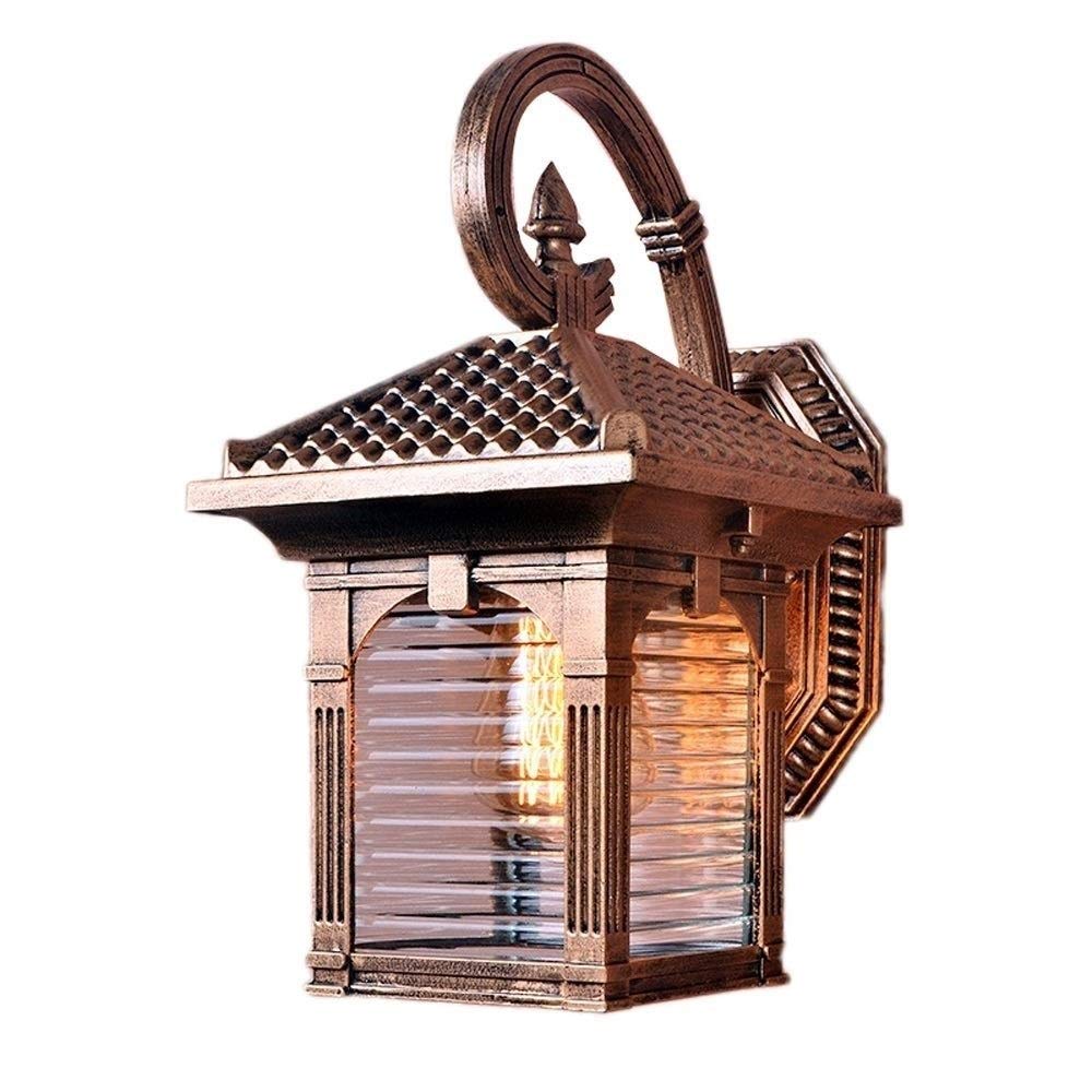 VDOQTLJT European Traditional Victoria Gooseneck Aluminum Outdoor Wall Sconce Retro Waterproof Rainproof Glass Lantern External Light Patio Balcony Garden Villa Fence Lamp E27 neede