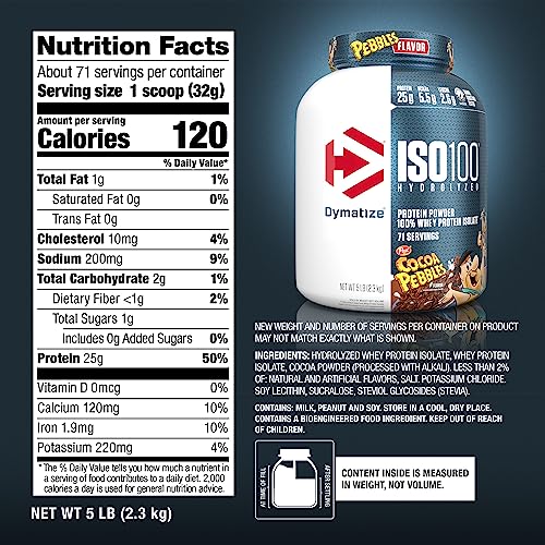 Image of Dymatize ISO100 Protein Powder, 100% Whey Isolate, Cocoa Pebbles