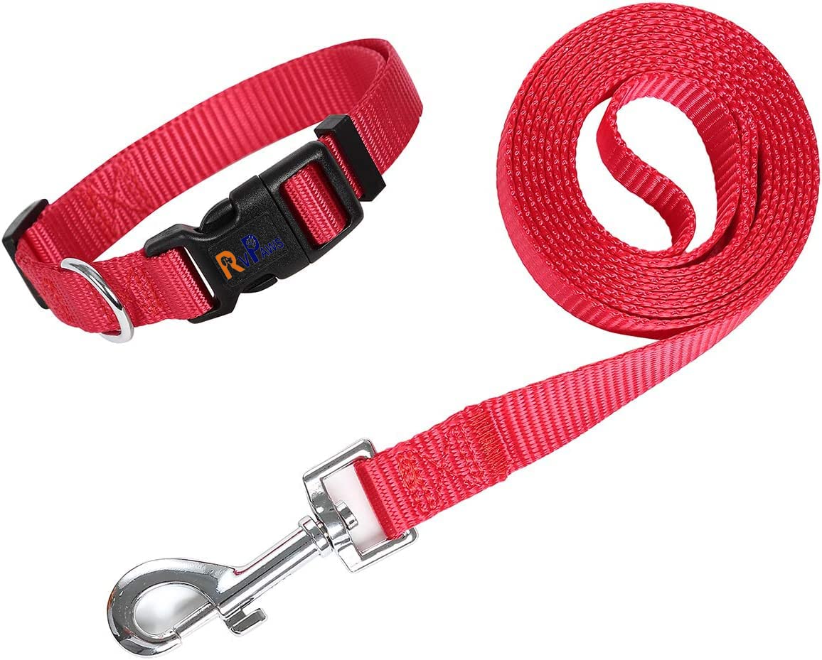 Woofy Classic Nylon Dog Collar and Leash Set, Adjustable Collar Leash Set Buckle Safety for Small Medium Dogs Walking Running Training 15 MM (Black) (15MM (RED Color)) (B0BKQMPHQQ) Amazon Price History, Amazon Price Tracker