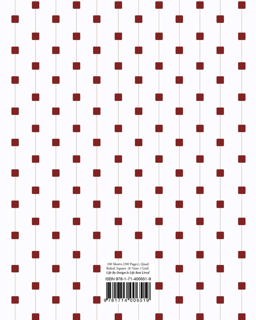 Cube Pattern Square Grid, Quad Ruled, Composition Notebook, 100 Sheets, Large Size 8 x 10 Inch Red Dots Cover