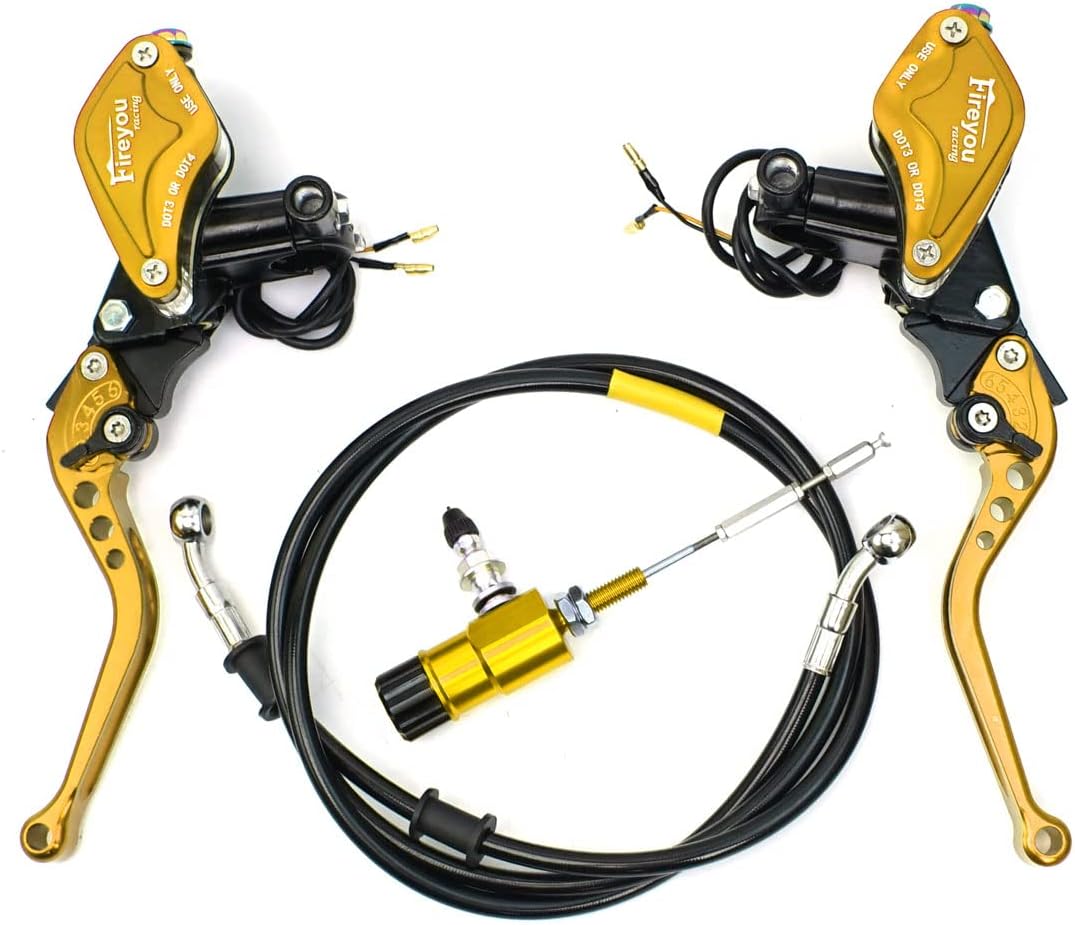 7/8" 22mm Motorcycle Hydraulic Clutch Brake Master Cylinder Reservoir Brake Hose CNC Levers Kit Compatible with Dirt Bike Sport Bike Scooter Pit Bike ATV Universal (Black)