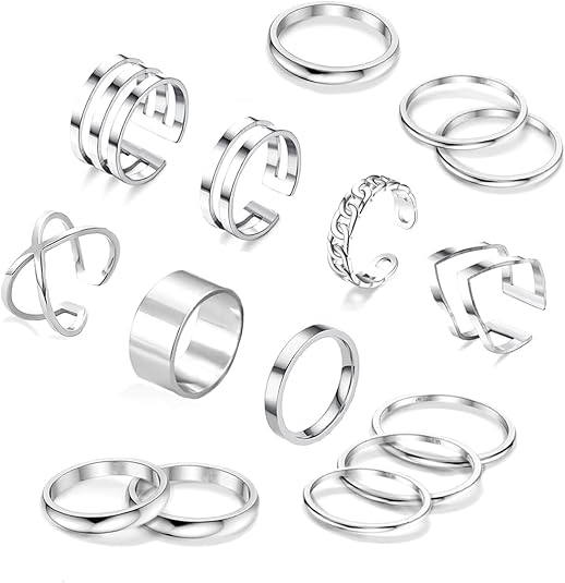 Amazon.com: yfstyle 15pcs Knuckle Rings for Women Stainless Steel Rings ...
