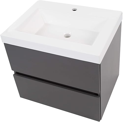 Miniatura 9 de Spring Mill Cabinets Innes - Tocador de baño con fregadero 24 pulgadas cemento Gris profundo, gris