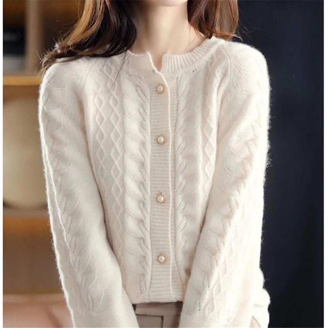 Chaqueta De Punto De Lana De Manga Larga para Mujer