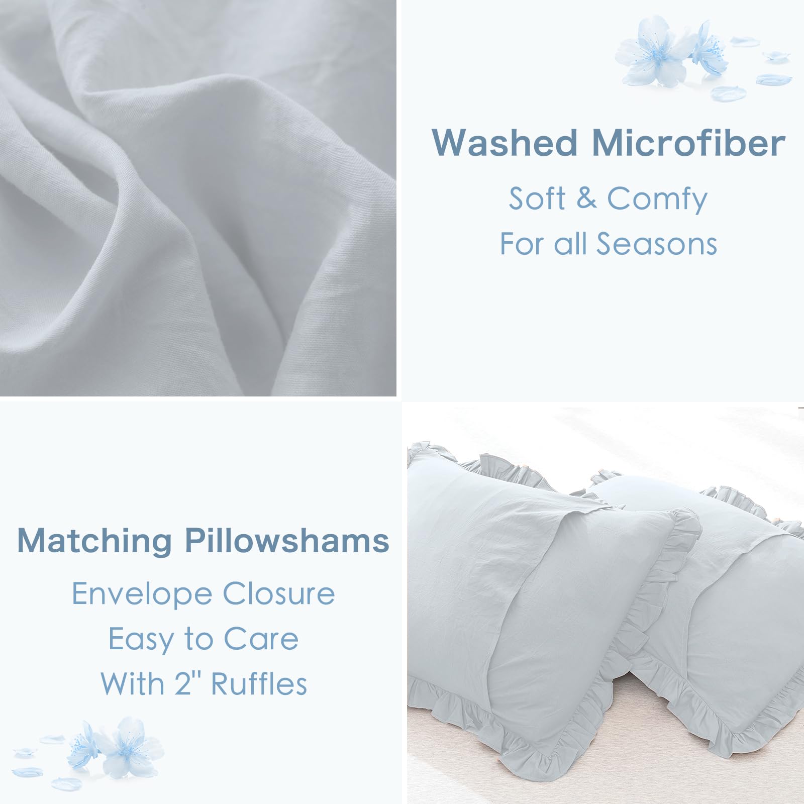 Masaca Juego De Edredón Con Volantes Estilo Shabby De Tamaño King, Estilo Rústico Y Vintage, Con