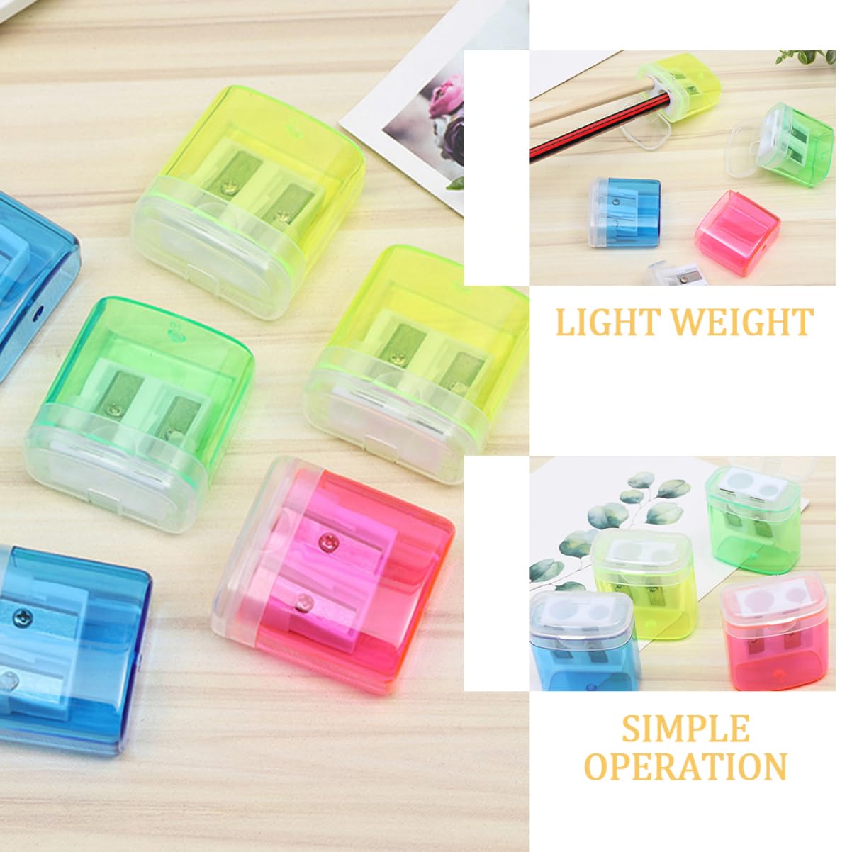 STOBOK 48 Pièces Taille-crayons Portables Légers Fournitures de Bureau Écolier pour Étudiants et Garçon et Filles