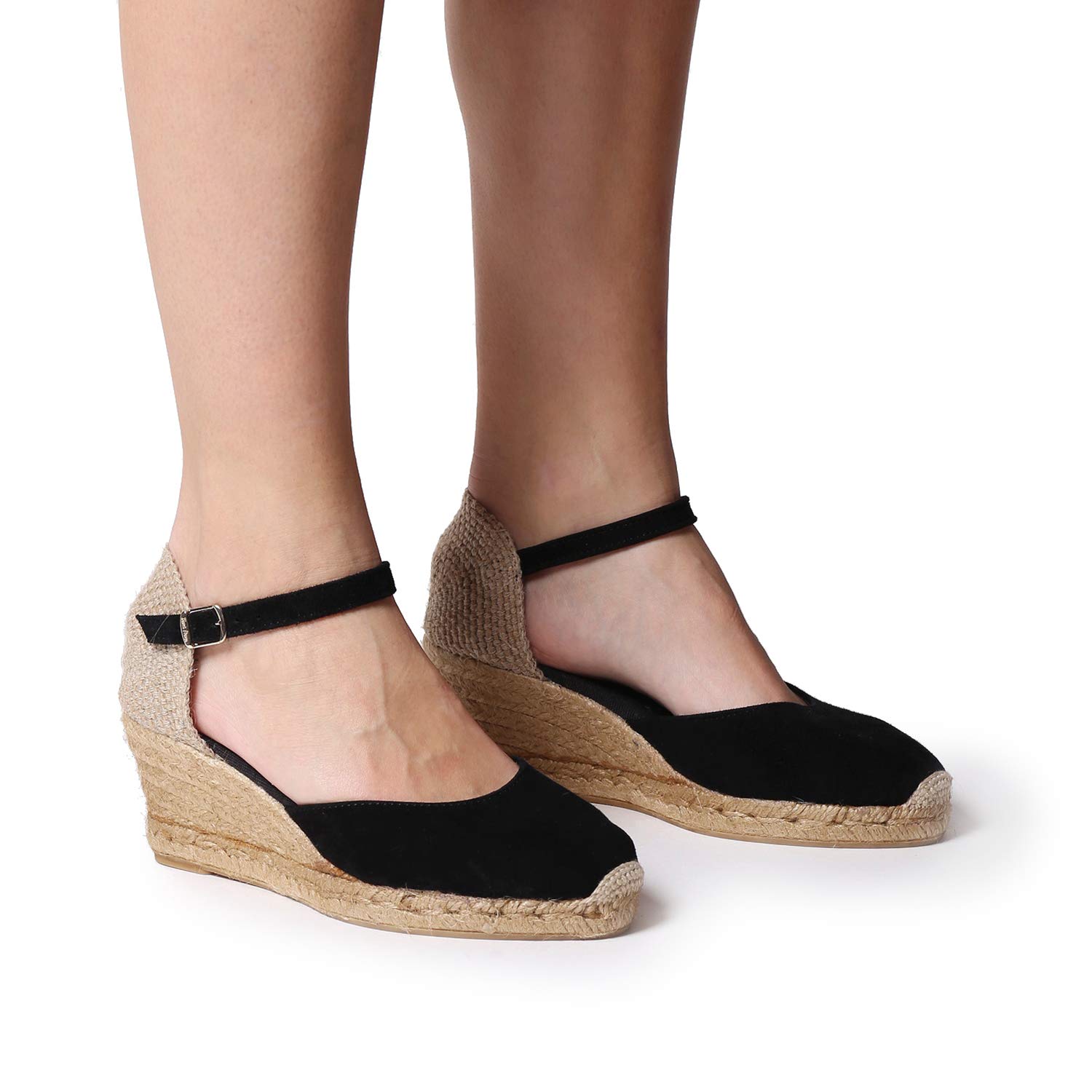 TONI PONS Lloret-5 - Espadrille compensée pour Femmes dans des Tons Unis de en Daim.