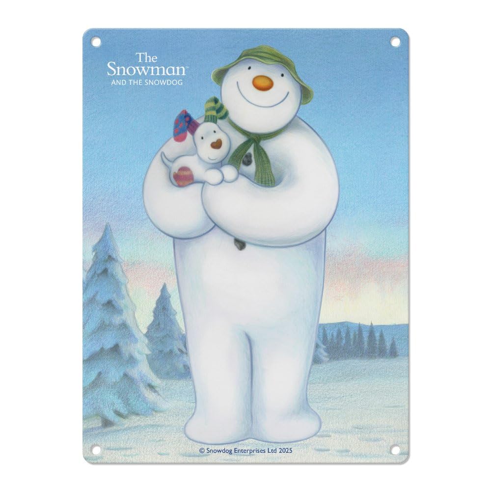 The Original Metal Sign Standing Pose Small (150 X 200Mm) Metal Sign - The Snowman And The Snowdog (Standing Pose)