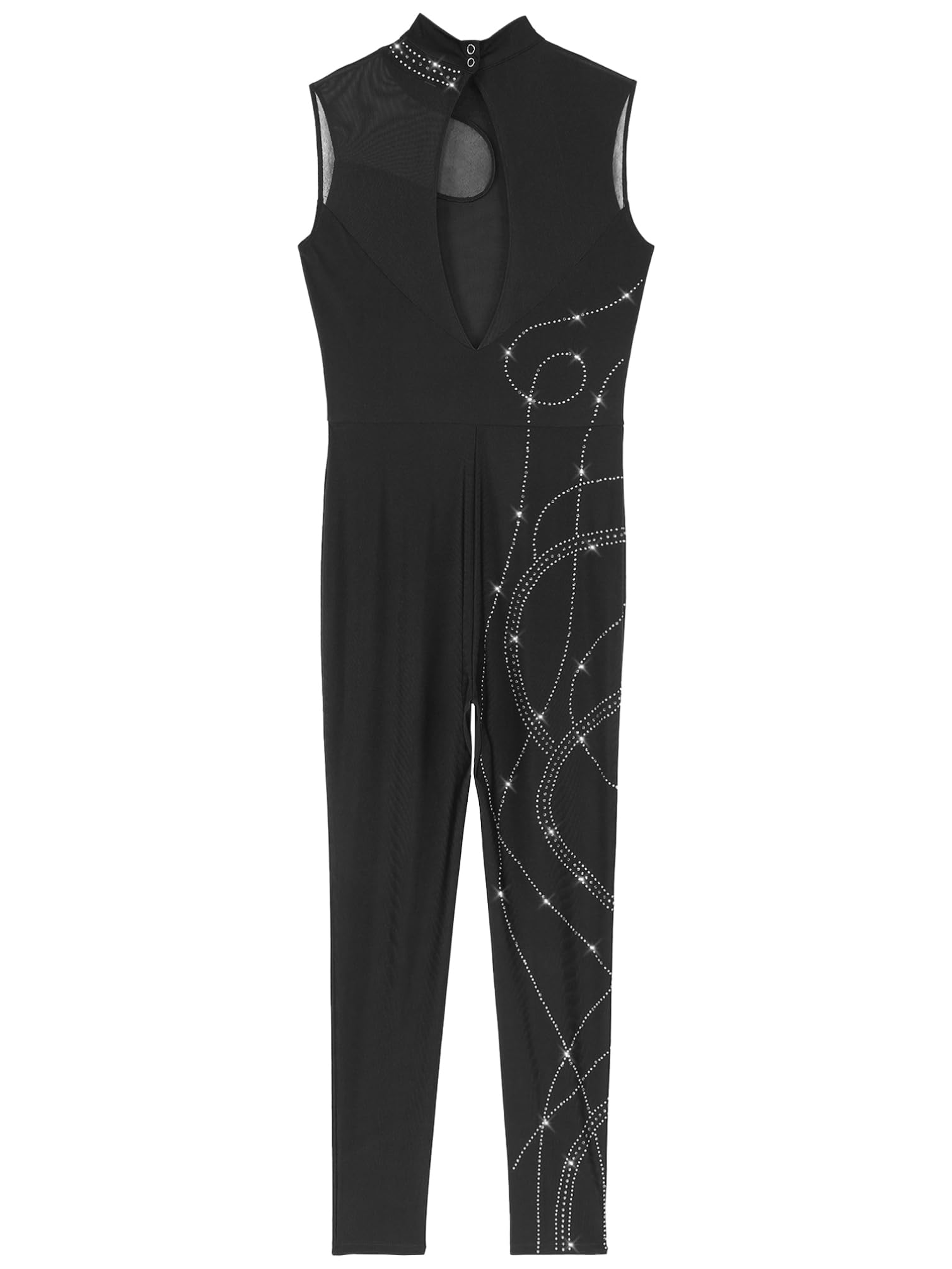 TiaoBug Maillot De Danza Ballet Mujer Body De Malla Transparente Sin Mangas Jumpsuit Deportivo Ropa Para Gimnasio Fitness