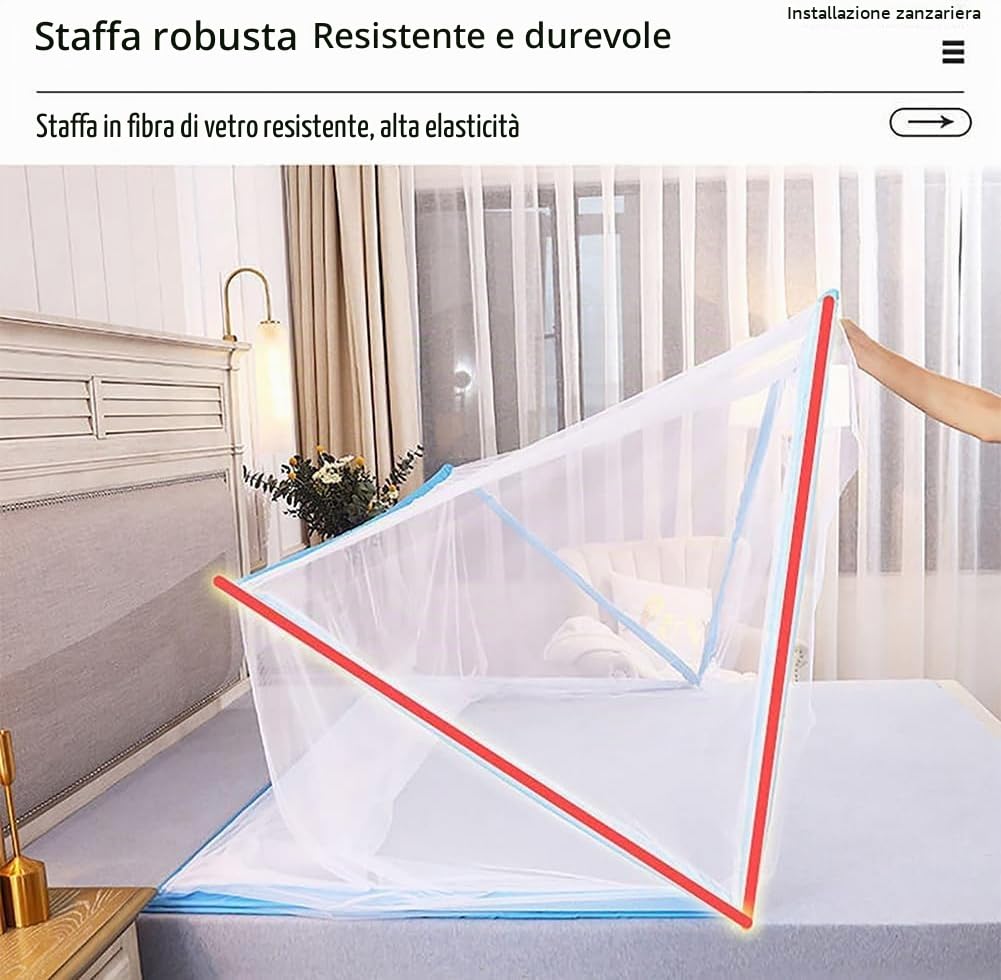 Generico Zanzariera Pieghevole per Letto Matrimoniale – Tenda Anti-Zanzare Pop-Up, Baldacchino Portatile, Facile da Installare, Rete Ultra Fine, Ideale per Camera da Letto, Campeggio, Viaggio