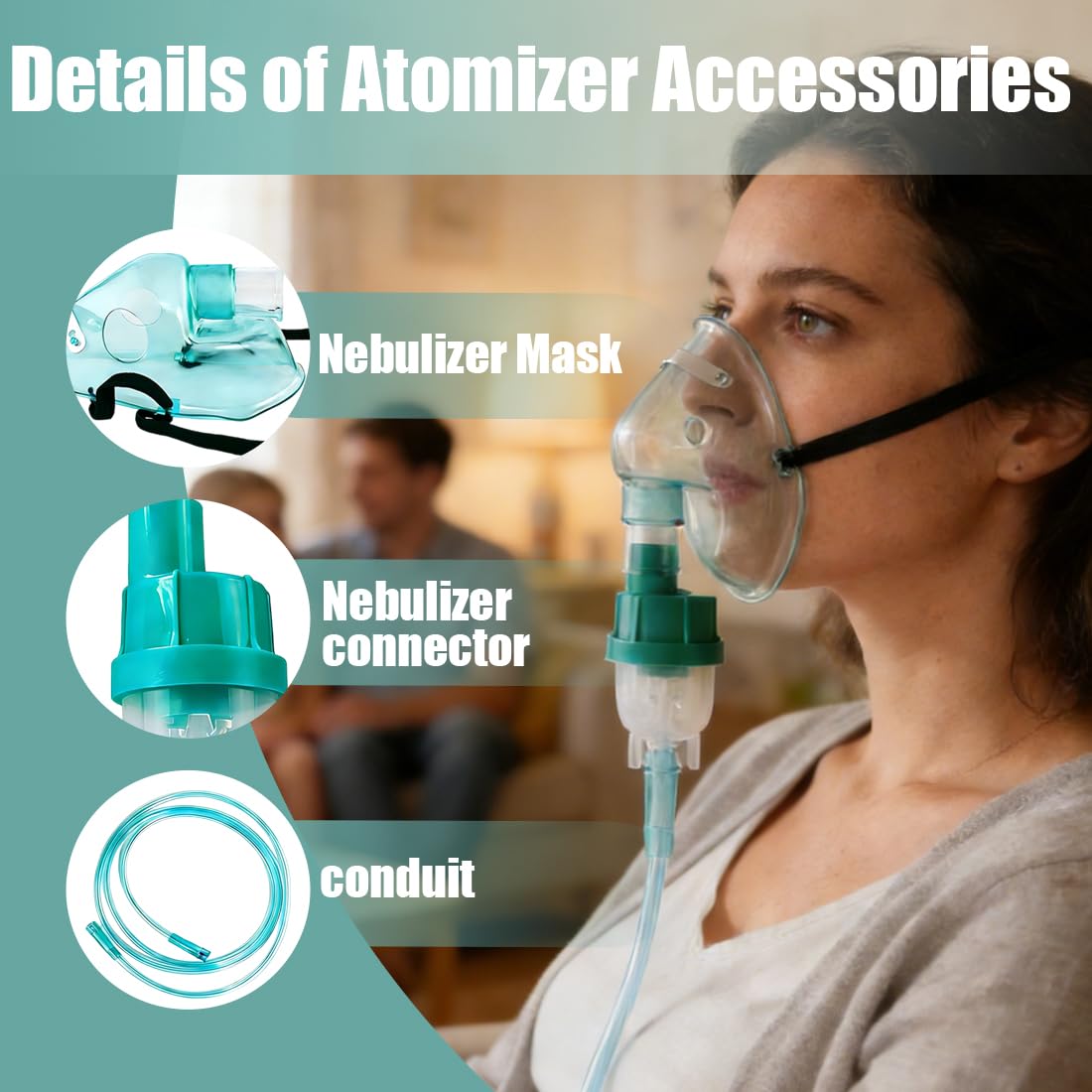 2 Pezzi Kit Aerosol Universale,Include Mascherina,Coppa per Medicinali, Tubo di Collegamento,Usa e Getta Ricambi aerosol, Adatto A Bambini e Adulti