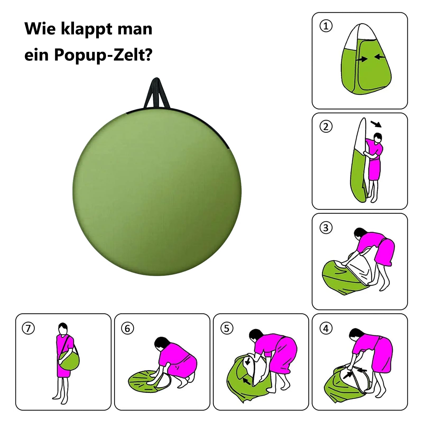 Campingzelt, Pop-Up Duschzelt,Toilettenzelt,Umkleidezelt,47.24 * 47.24 * 74.80in,Tragbar Mobile Umkleidekabine für Outdoor Wandern Strand Inklusive Tragetasche & Zubehö