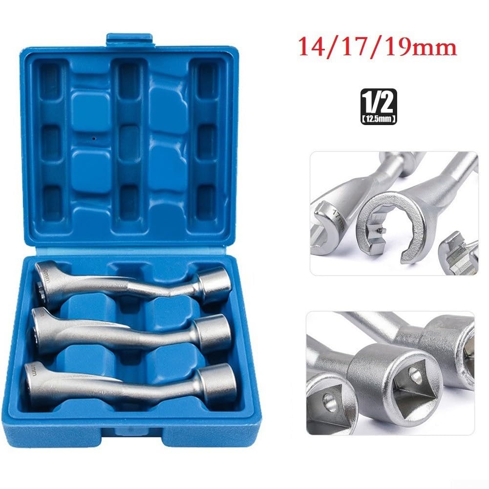 Infinity 6pc L-Type Open Ended Ring Diesel Fuel Injector Line Socket Wrench Set – Metric 12-19mm, 1/2in Drive